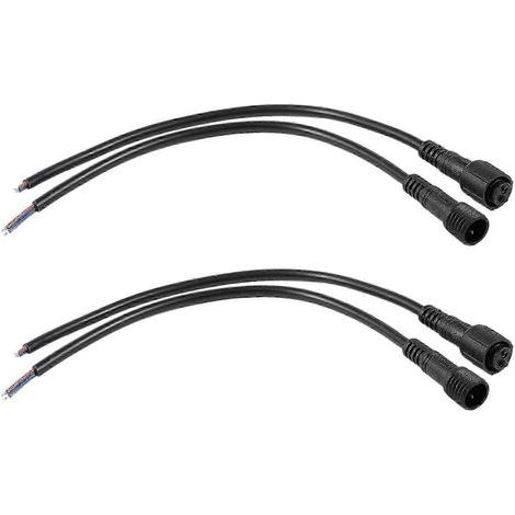 Lot de 4 câbles connecteurs étanches LED 2 broches, fiches mâles et femelles enfichables en PVC, 3 mm, 20 cm, noir (1/5)