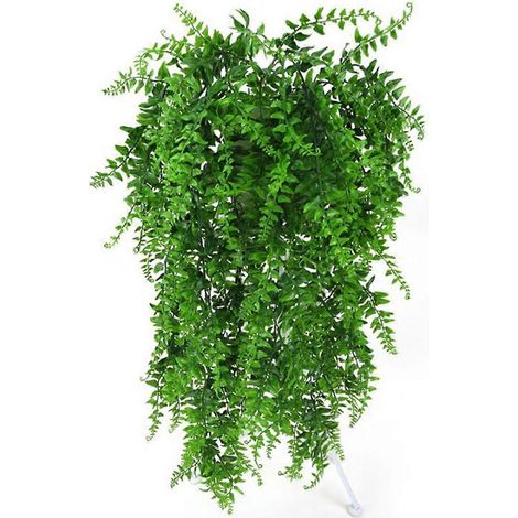 Lot de 2 feuilles artificielles en plastique, plante grimpante à suspendre au mur, jardin, salon, club, bar, lierre. Feuilles artificielles vertes. (1/5)