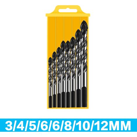 Ensemble de 8 forets triangulaires multifonctions - Scie cloche pour carrelage, verre, métal et céramique, forets en carbure noir (1/5)