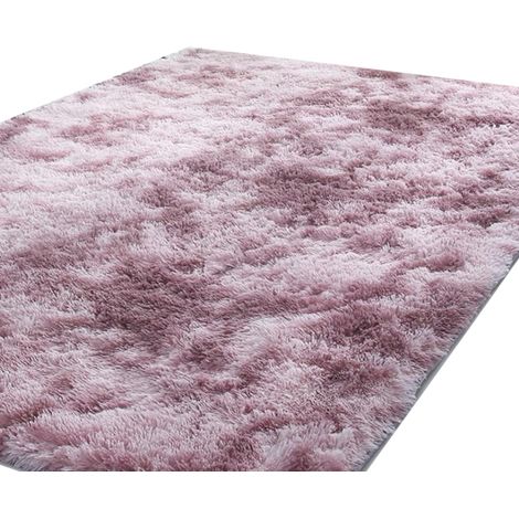 Tapis salon shaggy 160x230cm - Rose doux - Polypropylène - Antidérapant - Gris clair