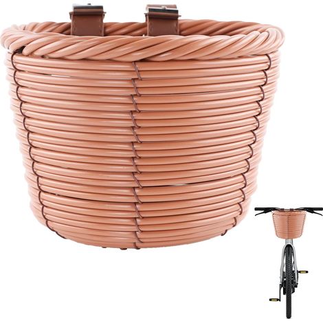 Panier Velo Enfant 16 x 13 x 12,5 cm Mini Panier de vélo Tressé Amovible, Accessoires de Vélo pour Enfants pour Garçons et Filles, Marron (1/5)