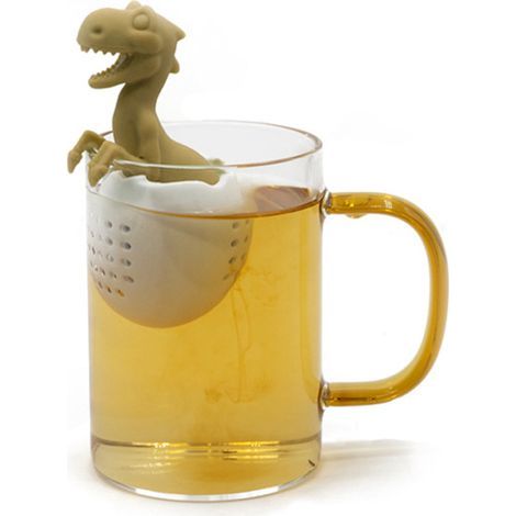 Filtre à thé silicone en forme de dinosaure, infuseur réutilisable, passoire à thé en silicone, sachet de thé réutilisable. (1/5)