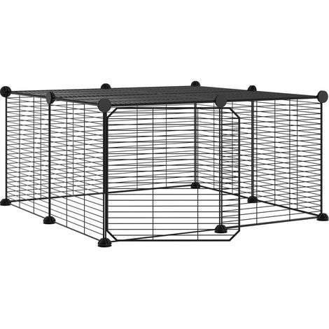 Cage,Enclos pour animaux de compagnie à 12 panneaux et porte Noir 35x35 cm -87842 (1/3)