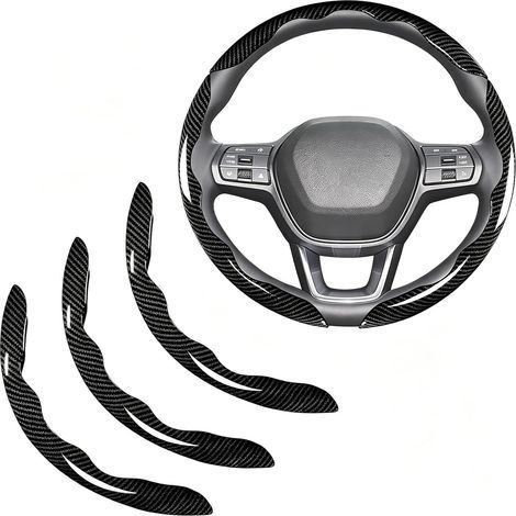 Juego de 3 fundas para volante de coche, antideslizantes, universales, segmentadas, negras. (1/5)