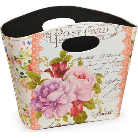 Borsetta Contenitore Flowers con manici fantasia floreale cm 28,5 x 11 x h 23,5