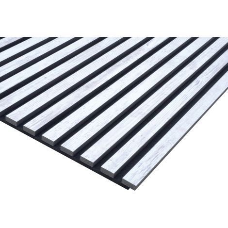 Set 5 Pannelli Fonoassorbenti per Interno da Parete 57,25x1,9x120 cm in MDF e Carta Melaminica Rovere Bianco Antico (1/5)