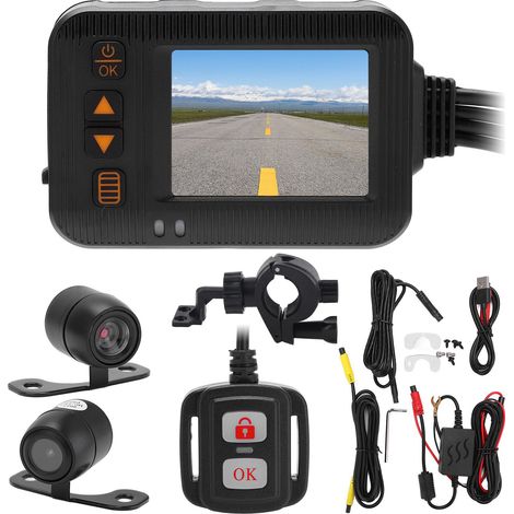 Enregistreur de conduite pour moto 2 pouces, objectif HD 1080P+720P, caméscope embarqué étanche, enregistrement en boucle (1/5)