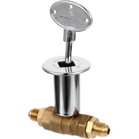 Vanne D'arrêt en Cuivre 1/2 avec Clé pour Foyer à Gaz Naturel, Simple à Utiliser, Adaptée aux Braseros, Installation Facile avec Raccord Npt Mâle (1/5)