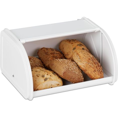 Relaxdays – Boîte à pain en métal étanche aux odeurs – Couvercle déroulant – Dimensions 13,5 x 26 x 21 cm – Design rétro pour cuisine