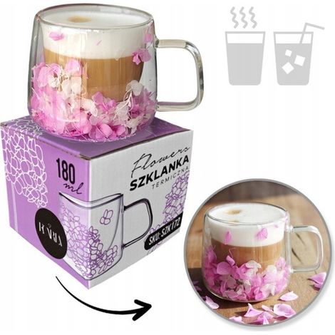 Vaso térmico de doble fondo Ecarla con hortensia, 180 ml, violeta, SZK172 (1/4)