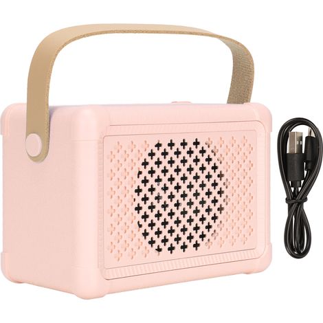 Haut-parleur Bluetooth Vintage avec Son HiFi, Basse Puissante et Faible Consommation d'Énergie, Transmission Rapide, Multifonction, Rose (1/5)