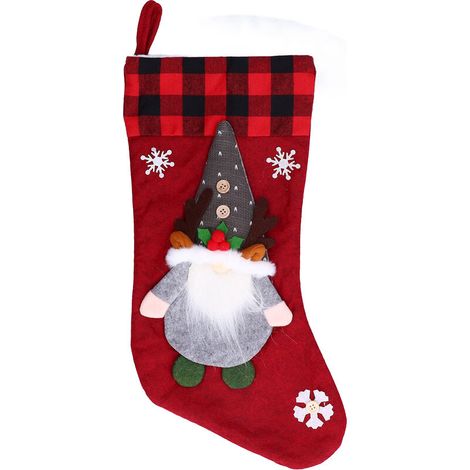 Bas de nol avec poupée sans visage, décor de maison, boutique, fête, arbre de nol, sac cadeau, ornement, pendentif rouge (1/5)
