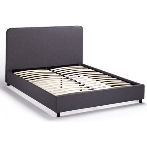 Letto francese una piazza e mezza in tessuto con rete 120x190 Zurich - Grigio