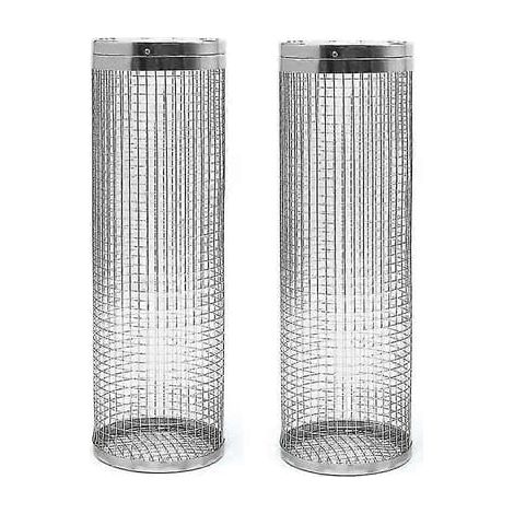 Lot de 2 paniers à griller à roulettes - Le meilleur panier à griller qui soit, en acier inoxydable rond. (1/5)