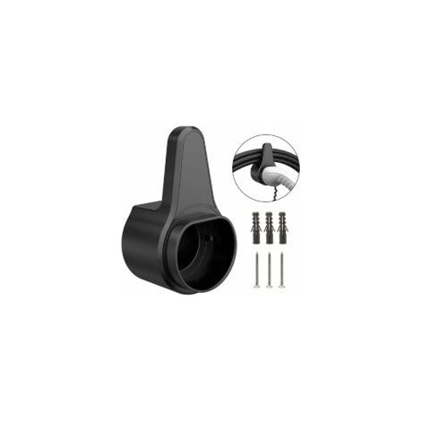 Soporte para cargador de vehículos eléctricos tipo 2, de ABS duradero, para montaje en pared de coche, organizador de cables de carga tipo 2 - Negro - Crezuo (1/4)