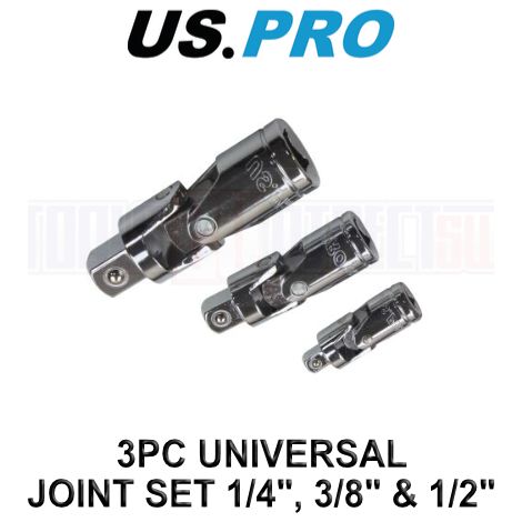 US PRO Tools 3 Piece universal joint Socket Adapter bendy Knuckles Set 1/2" 1/4" 3/8 4203 (1/3)