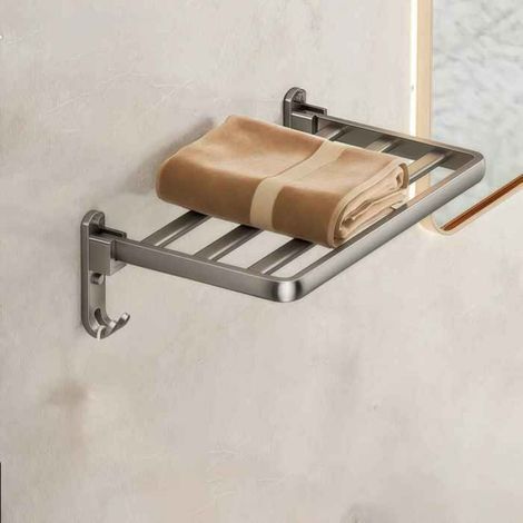 Porte-Serviettes Mural Pliable 4 Barres 39cm sans Perage - Support Salle de Bain, Capacité 50kg, Anti-Rouille