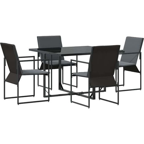 Conjunto de Comedor de Jardín 5 pcs Negro Acero vidaXL (1/5)