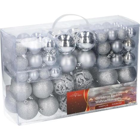 No-name Kit Completo palline di Natale argentate 100 pezzi