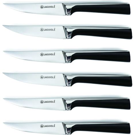LAGUIOLE CUISSON - Set de 6 couteaux à steak en acier noir  - "Scintibois"