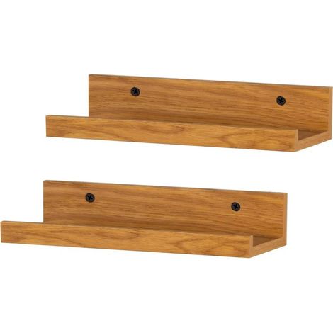 Max Home 2er-Set Wandregale, 25 cm, max. Belastung 4 kg, Eichenoptik, schwebend, für Fotos, Dekoration, Wohnzimmer, Esszimmer, Küche, Badezimmer (18486) (1/5)