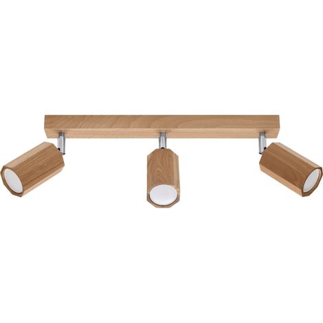Sollux Lighting Zeke Barre de spots de plafond octogone en chêne, bois, 3x GU10 (1/5)