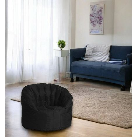 Dmora Fauteuil rond rembourré, couleur noire, Dimensions 80 x 80 x 80 cm, avec emballage renforcé
