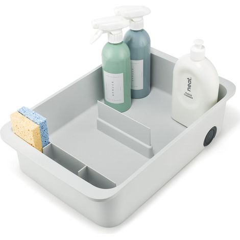Chariot de Rangement à roulettes, Accès Facile, sous Évier, Plastique Recyclé, Grand, Gris (1/5)