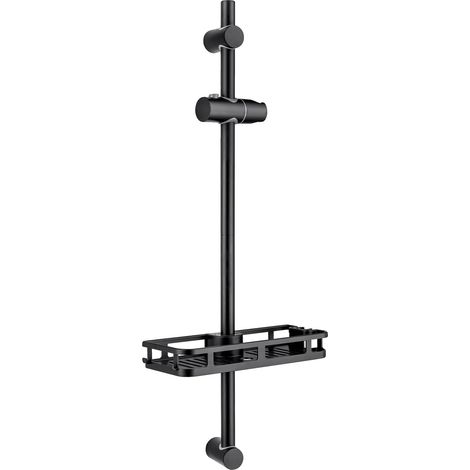 Barra de ducha, acero inoxidable duradero, altura ajustable, color negro, 70 cm. (1/2)