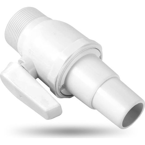 SP0729 Robinet à boisseau sphérique 2 voies de rechange compatible avec filtre de piscine Hayward 3,8 cm MIP x 3,8 cm 3,2 cm Plastique ABS non corrosif Pression maximale 50 PSI Blanc 1 paquet (1/5)
