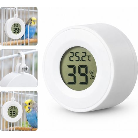 2 Pièces Thermomètre Hygromètre pour Perroquet en PET, Dimensions 4.8×4.8×2.3 cm, Indicateur de Température pour Cage à Oiseaux (1/5)