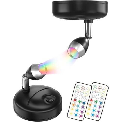 RGB LED Spots à Batterie avec Télécommande, Petits Spots d'Intérieur, 12 RVB + Lumière Blanche pour Vitrine, Statue d'Art, Éclairage de Plantes