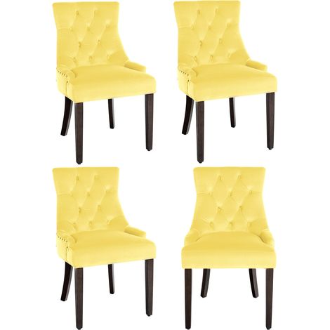 Juego de 4 sillas de comedor Aberdeen en terciopelo Amarillo Antiguo (1/5)