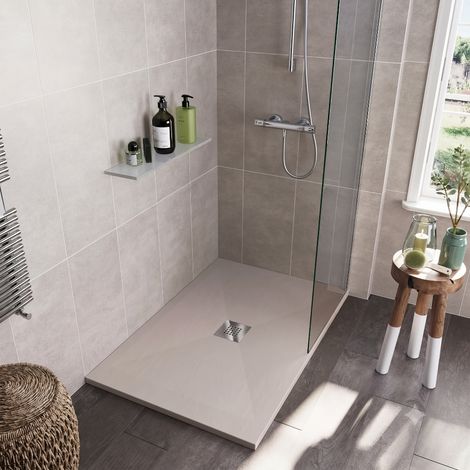 Plato de ducha pizarra DEXA crema  90x150 cm rejilla acero inox. (1/5)