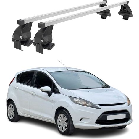 OMAC Dachträger Querträger Stahl für Ford Fiesta mk6 2009-2013 Pre-FL – Abschließbar – City-Crash-getestet – DIN 75302:2019 – ISO/PAS 11154:2006 – Max. 50 kg Silber (1/5)