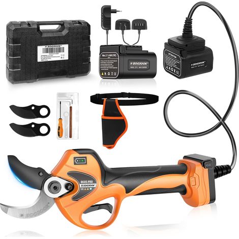 Sécateur Électrique, 40mm Progressive, 2x 21V 4A Batteries, 1050W, Bypass Moderne, Orange (1/5)
