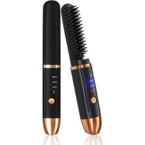 Kabellose Haarglättungsbürste, Beheizbare Haarglättungsbürste, Haarglättungsbürste mit negativen Ionen, Wiederaufladbarer Haarglättungskamm, Mini-Haarglättungsbürste (kabellos), Tragbare Reisehaarglät (1/5)
