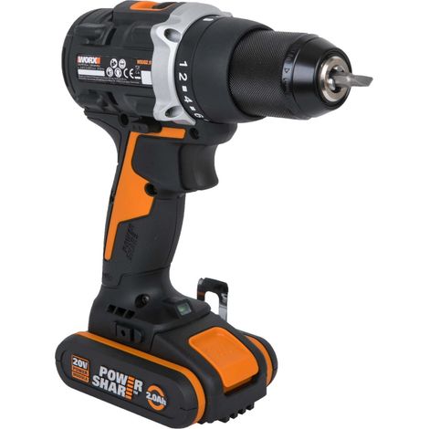 WORX WX102 20-V-Akku-Bohrschrauber mit 2 x 2,0-Ah-Akkus und Ladegerät