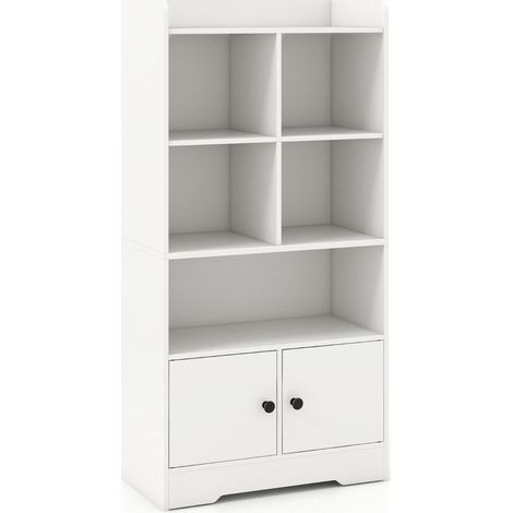 Rangement discret et organisé, bibliothèque 60 x 29 x 120 cm avec 2 portes et 5 niches, pour salon ou chambre (1/5)