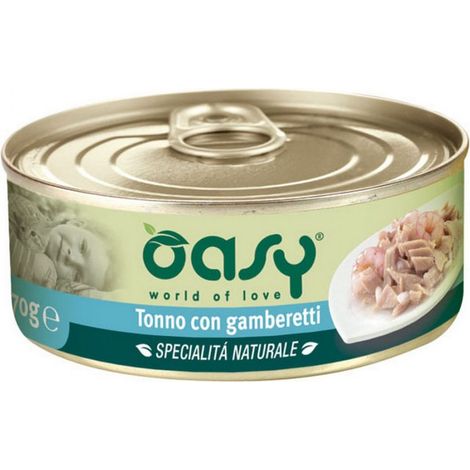 Oasy Cat Specialità Naturali Tonno con Gamberetti  - Oasy Cat Specialità Naturali Tonno con Gamberetti - Lattina Da 150 Gr