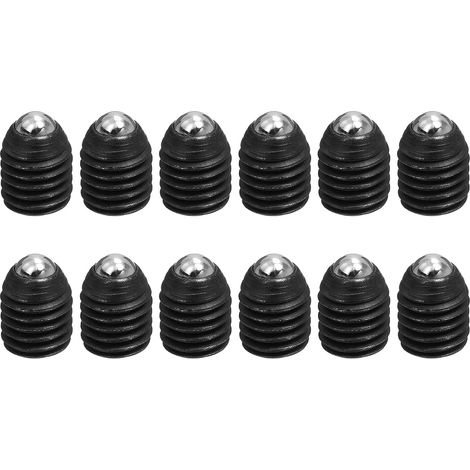 Lot de 12 Vis sans tête M10x12mm - Acier carbone noir - Pointe sphérique à ressort - Fixation surfaces irrégulières - Industrie et meubles - Hexagone creux (1/5)