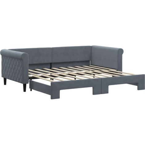 Maison Exclusive - Tagesbett Ausziehbar Dunkelgrau 90x190 cm Samt