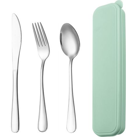 Kit Couverts De Voyage - En Acier Inoxydable - Pour Pique-Nique Camping Bureau École - Ensemble Complet De Fourchette Cuillère Couteau - 1 Pièce (1/5)