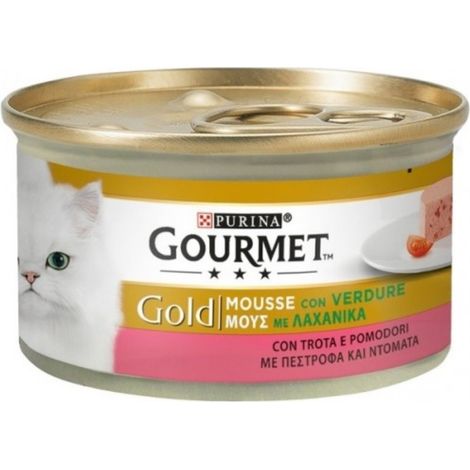 Purina Cat Gourmet Gold Mousse con Trota e Deliziosi Pomodori - Purina Cat Gourmet Gold Mousse con Trota e Deliziosi Pomodori - Lattina Da 85 Gr