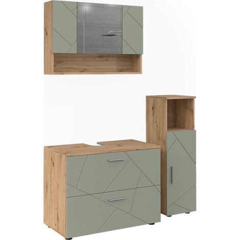 Conjunto de muebles de baño de 3 piezas Irma, Verde salvia, 3 partes, Vicco (1/5)