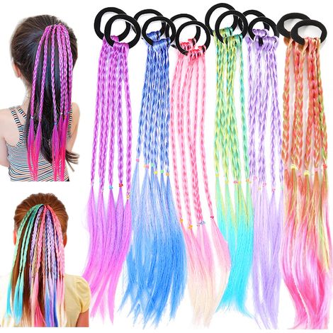 12 Pièces Extensions de Cheveux Colorés, Extension Cheveux Twist Tresse de Couleur, Extension Cheveux Colorés pour Femmes, Pour Femmes Party Festival Cosplay Dressup Party (1/5)