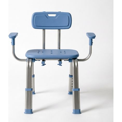 Sedia da doccia 60x52x62 cm in alluminio e HDPE blu, regolabile per bagno – MEUBLIV (1/5)