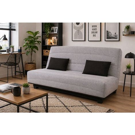 Canapé convertible clic-clac SIMMONS NOVA tissu gris 2-3 places matelas 128x188 cm 13 cm (1/5)