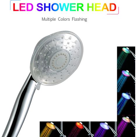 Mehrfarbige LED-Handbrause mit automatischem Farbwechsel, wasserbetrieben, batterielos, Duschkopf für das Badezimmer, Temperatursensor