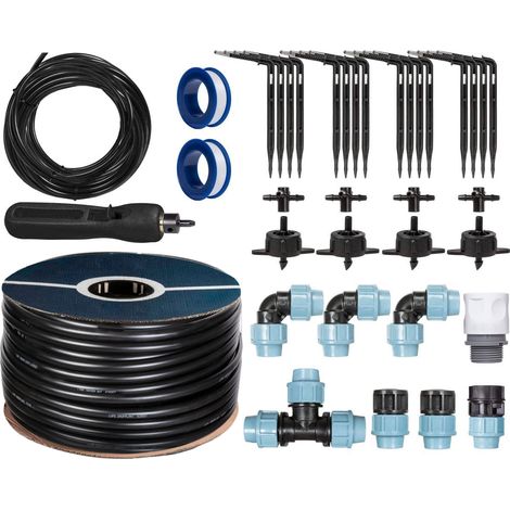HOLZBRINK Start Set Gewächshaus Bewässerung Bewässerungssystem inkl. 30 m LDPE Verlegerohr 20 mm, 4x Tropfer 4l/h, HTB-09-S-30